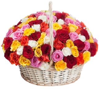 51 colorful roses in the basket | Flower Delivery Essentuki